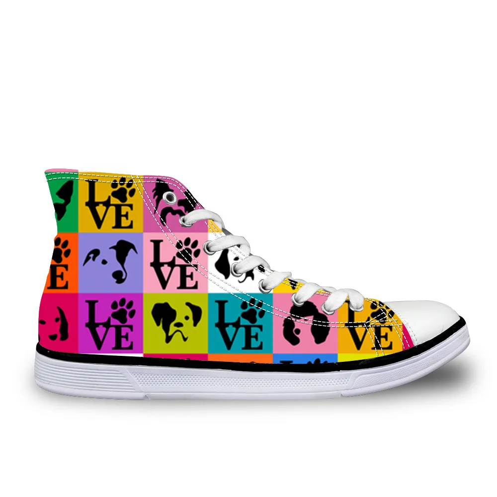 

Pop Art Dog Faces Love Women Vulcanize Shoes Spring Girls Female Casual High Canvas Shoes Walking Shoes Espadrilles