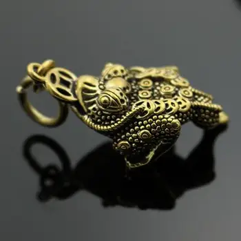 

Chinese Brass Solid Three Foot Toad Pendant Treasure Toad DIY Key Link Wealth Pendant Animal Statue