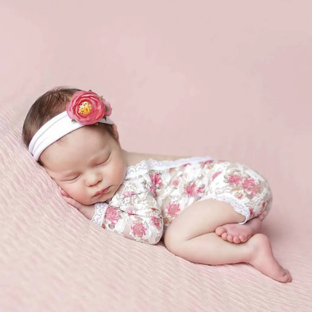 

baby clothes summer Girl newborn clothes boy Photography Props Lace Bow Romper first birthday outfit boy Clothes onesie baby