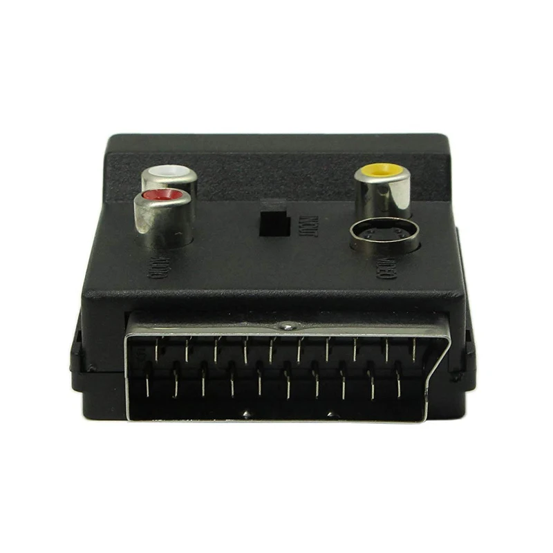 RGB Scart 21 Pin штекер гнездо + 3 RCA AV S видео адаптер конвертер с переключателем
