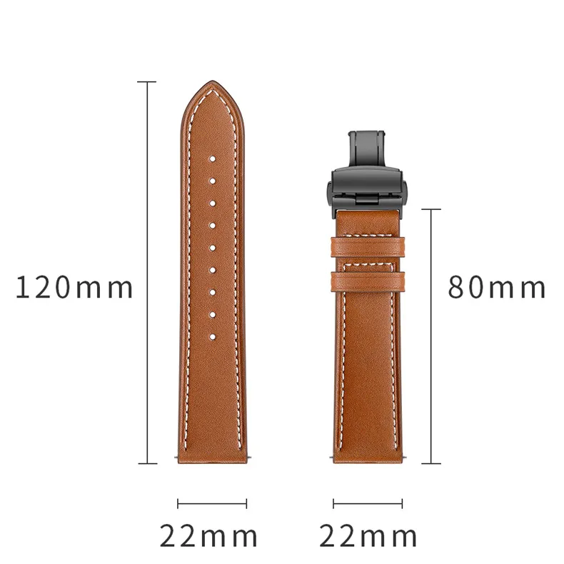 Butterfly clasp Leather Band for Xiaomi Huami Amazfit GTR 47mm 42mm Bracelet Strap for Huami Amazfit Bip lite/Stratos 2/Pace