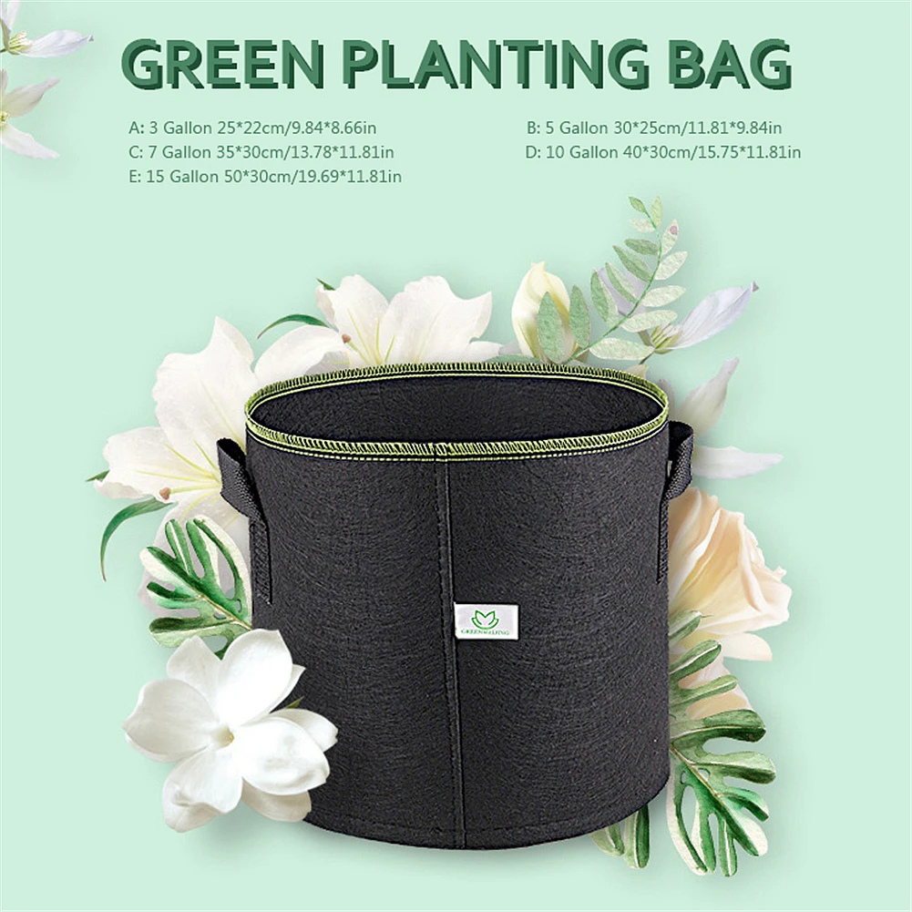 3/5/7/10/15 Gallon Black Thickening Fabric Pot Plant Pouch Root Container with Handles Smart Pots Ideal for Plants Growing decorative indoor flower pots