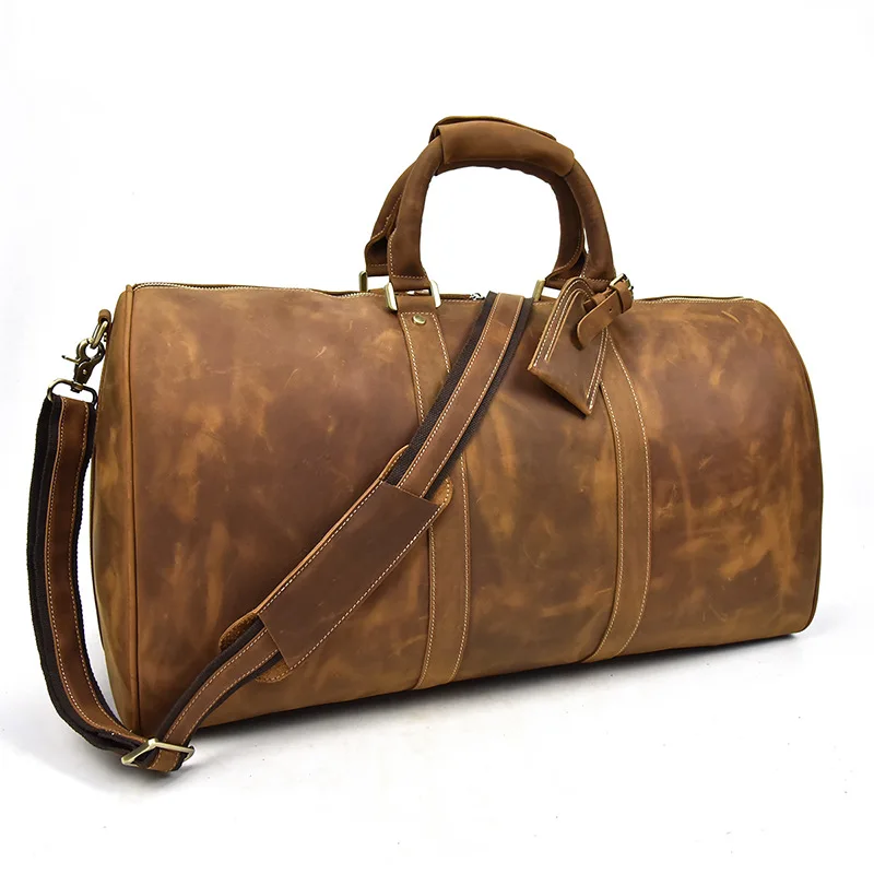 Affichage avant du sac de voyage Woosir en cuir Weekender Duffel