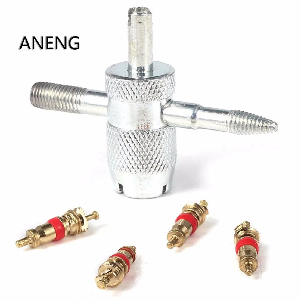 ANENG Car Bike 4 Way Tyre Valve Repair Standard Tire Remover Tool + 4