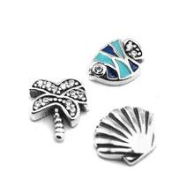 Lot de 3 breloques en forme de petit paquet, paradis Tropical, boîte de bricolage, médaillon flottant, collier en argent 925, perles pour la fabrication de bijoux