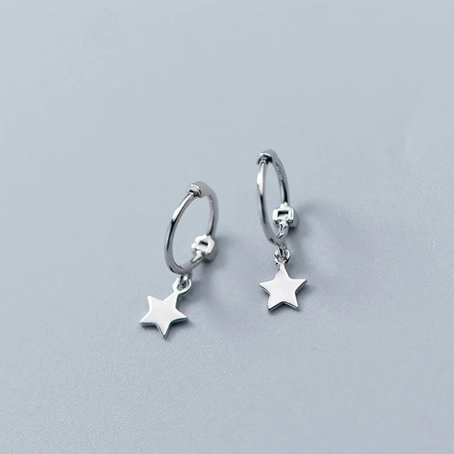 

NBSAMENG 100% 925 Sterling Silver Silver Rose Gold Color Star Stud Earrings for Women Girls Tiny Studs Earring Jewelry Gift