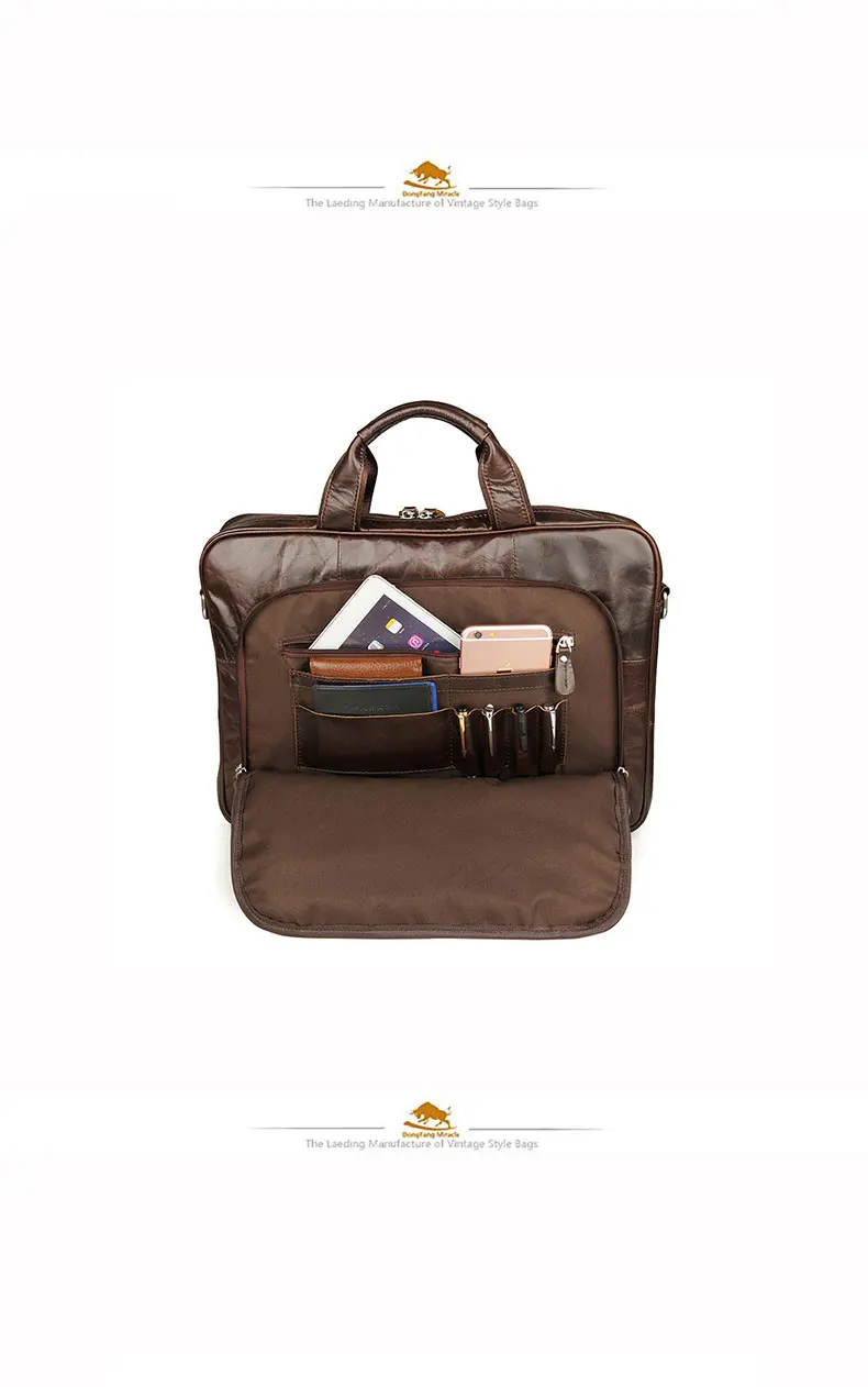 DongFangMiracle новые продукты натуральная кожа сумки в винтажном стиле мужской портфель кофейного цвета сумка для ноутбука мужские деловые сумки