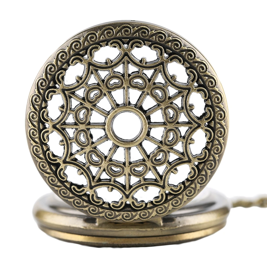 Bronze Antique Vintage Spider Web Hollow Pendant Necklace Quartz Pocket Watch Men Women Unique Sweater Necklace Steampunk Watch 2017 (4)
