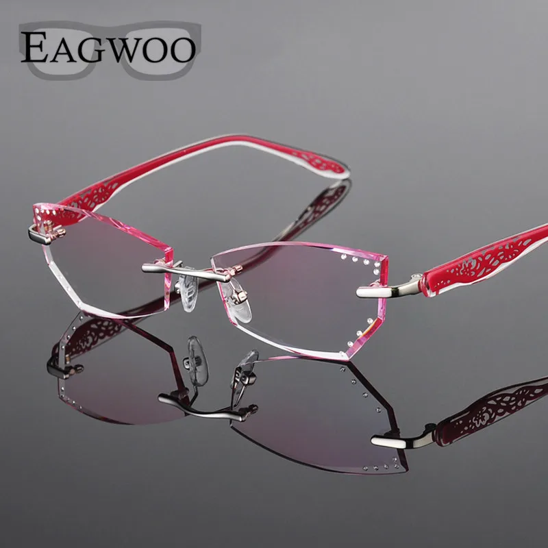 Acetate Eyeglasses Women Rimless Prescription Reading Myopia