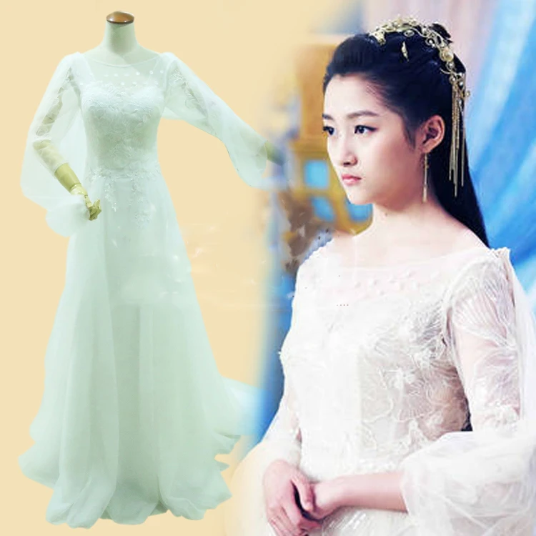 

Guan Xiao Tong Same Design Hanfu Costume for Latest Fantasy TV Play - Novoland The Castle The Sky Female Costume Cosplay Hanfu