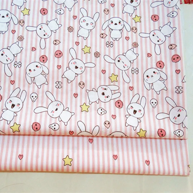 Новая детская хлопковая ткань с принтом кролика по метрам для самостоятельного шитья простыней для изготовления платьев из хлопчатобумажной ткани