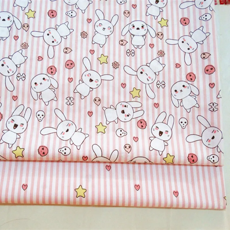 

2018 New Kids Cotton Fabric Prints Rabbit Cloth by meter for DIY Sewing Bed Sheet Dress making cotton fabric