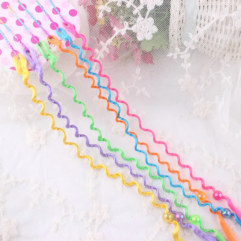 

Kid Elastic Hair Band Rubber Band Children's wig braids head ornaments, colorful curls, girls wear braids wig hairpins
