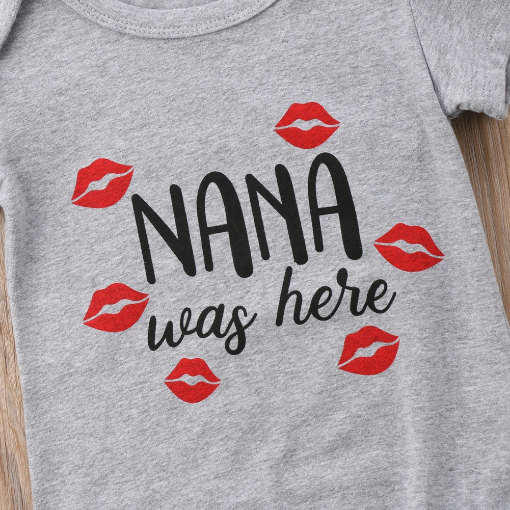 Хлопковые боди с короткими рукавами и надписью «NANA» для новорожденных мальчиков и девочек, летняя одежда для маленьких девочек и мальчиков, комбинезон
