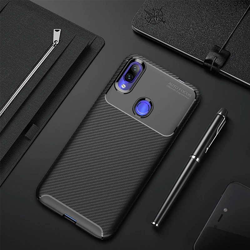 

For Xiaomi Redmi Note 7 Case Silicone Shell Carbon Fiber TPU Case For Xiaomi Redmi Note7 High Quality Diamond Grid Design Cover
