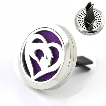 

30mm Stainless Steel mother and kids hand in hand car aromatherapy aroma essential oil diffuser pendant locket vent clip for car