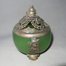 Коллекционный старинный серебряный и нефритовый ладан \ CenserAlone с китайскими характеристиками