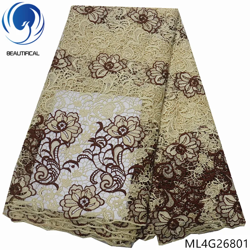 

BEAUTIFICAL latest guipure lace fabric embroidery nigerian 2019 cord lace fabric free shipping ML4G268