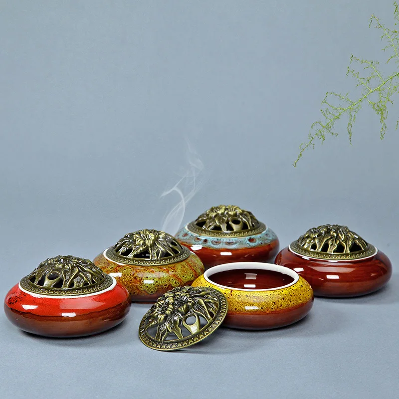 Celadon Buddhism Incense Burner Alloy Incense Burner Sandalwood Censer