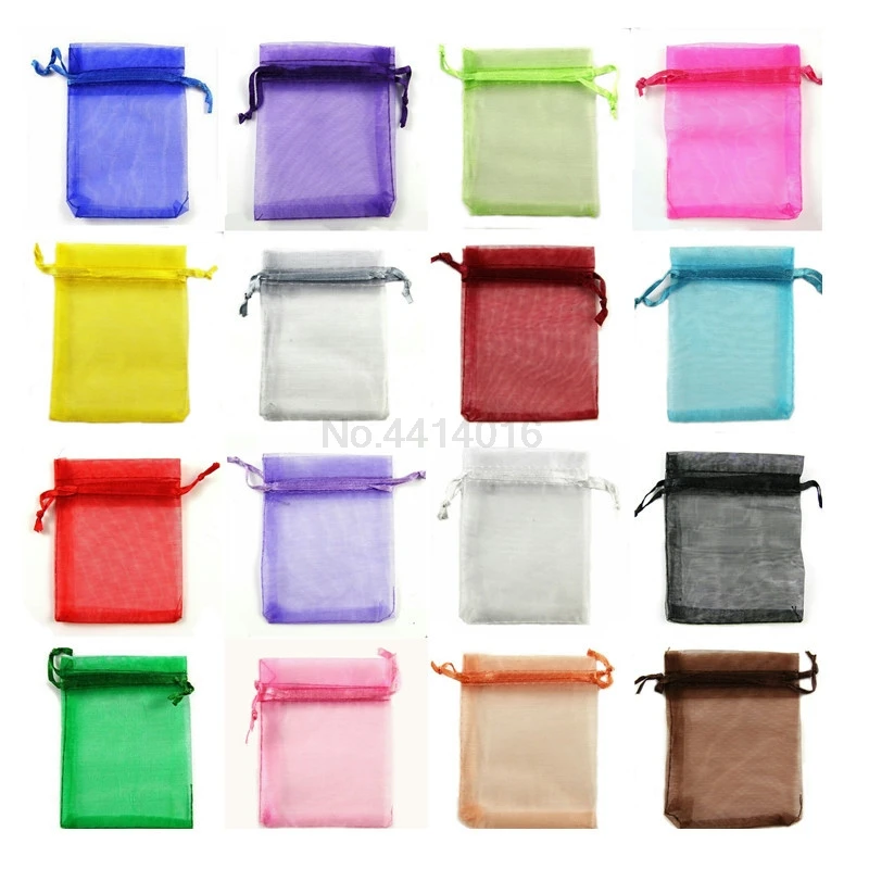 

50pcs 7x9 9x12 11x16 13x18 17x23 15x20cm Organza Bags Jewelry Pouches Wedding Part Decoration Drawable Bag Gift Packaging 77