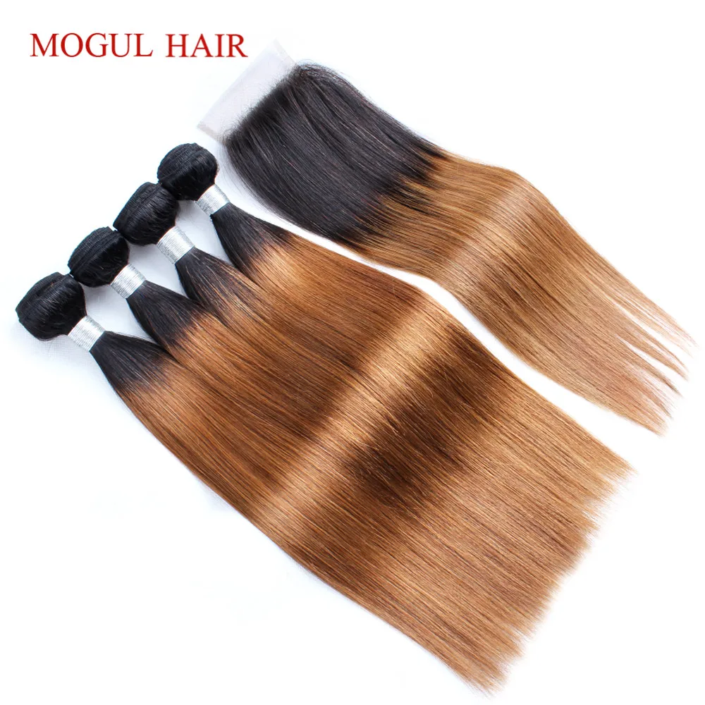 MOGUL HAIR T 1B 30 пучки волос от светлого до темного цвета с закрытием Омбре Auburn коричневые перуанские прямые волосы 3/4 пучок не Реми человеческие волосы для наращивания