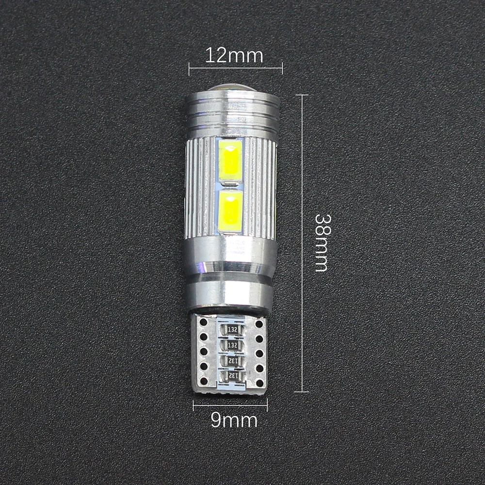 DXZ 2 قطعة T10 LED في canbus W5W 194 الداخلية زينون الأبيض LED في CANBUS لا خطأ OBC t10 10SMD 5630 5730 مع عدسة العارض الألومنيوم