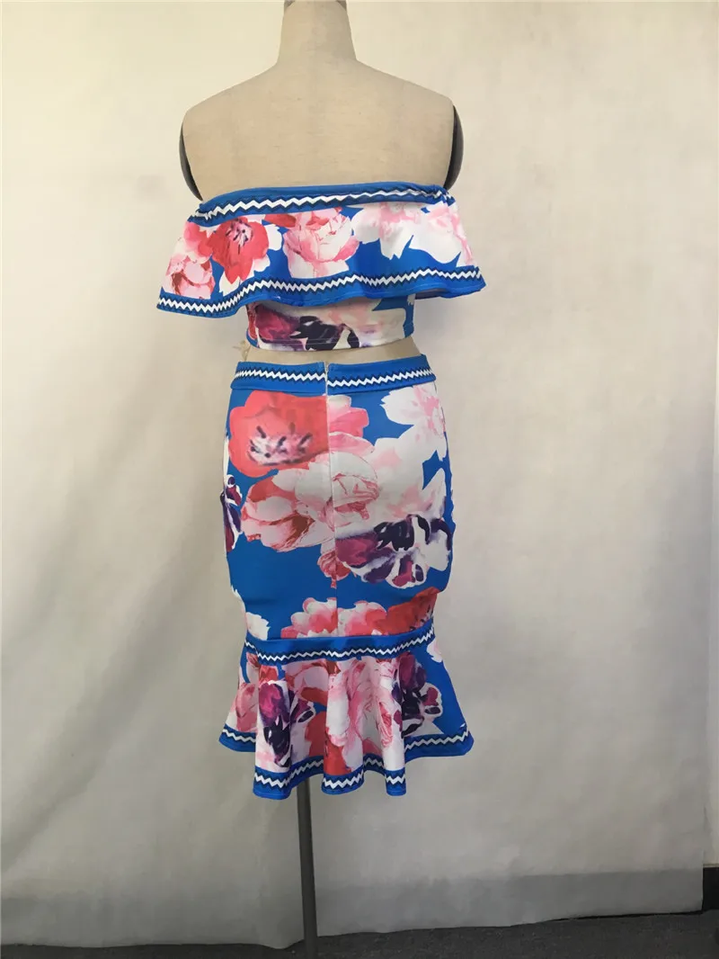 fashion floral print women skirt set-6