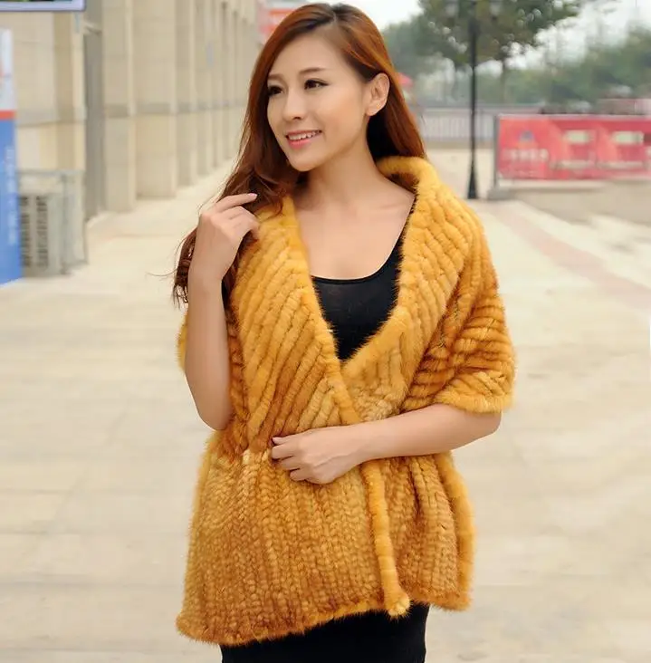 

ZDFURS * high quality hot sale fur shawl knitted mink fur scarf muffler mink fur cape cloak fur wholesale