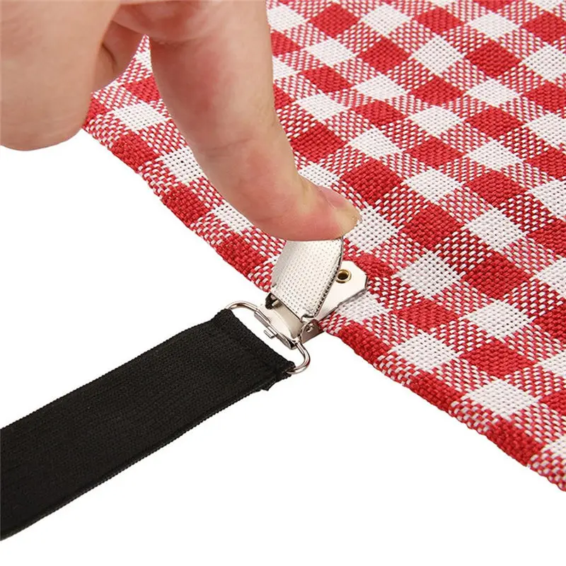 

2 Colors 4Pcs Anti-skid Clasp Retaining Clip Tablecloths Bedspreads Sheets Fixed Clips Buckle Elastic Slip-resistant Belt