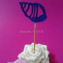 Королевский синий цвет блеск Топпер для торта S-девичник кекс зубочистки партия Ocean Свадебные раковины на день рождения Топпер для торта