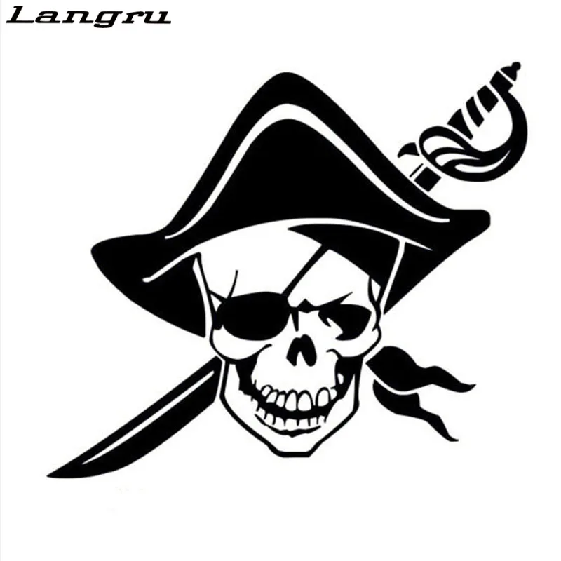 Langru Personalized Pirate Skull Car Stying Stickers Stylish Motorcycle Vinyl Decals Accessories Decorative Jdm | Автомобили и
