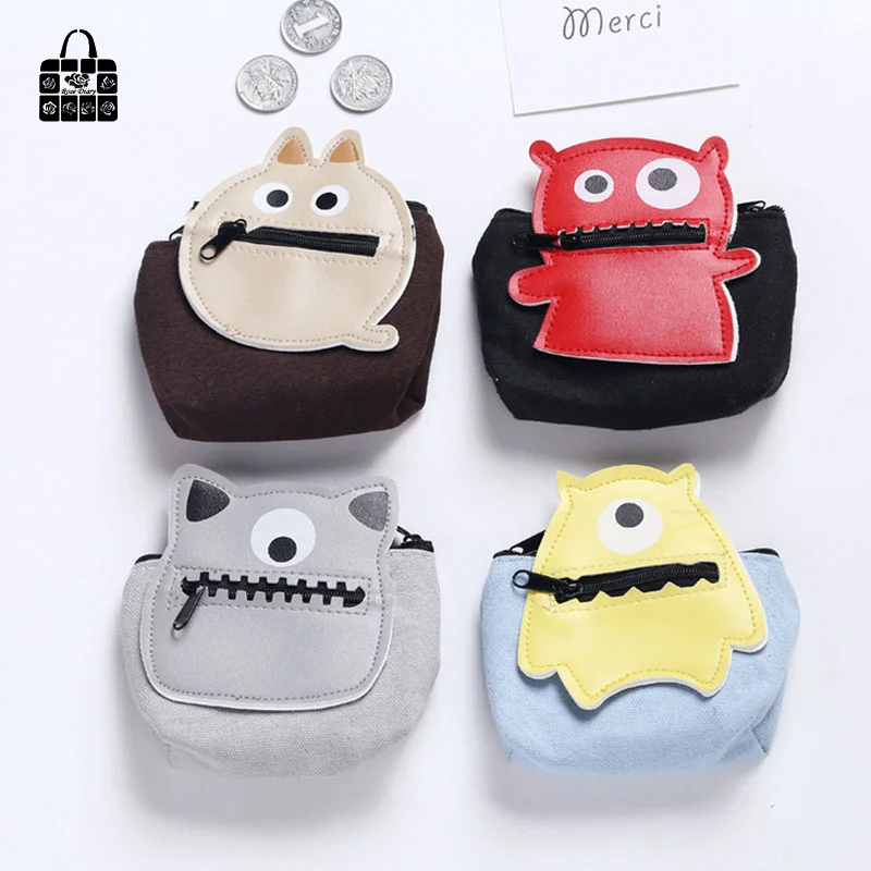 

ROSEDIARY Creative Removable little monsters Canvas bags zero wallet child girl boy purse,lady coin wallets Pouch Case