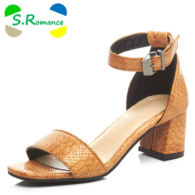 S.Romance Women Sandals Plus Size 33-42 New Fashion Hot Sale Summer Classics Woman Shoes Women Pums Black Yellow Beige SS617
