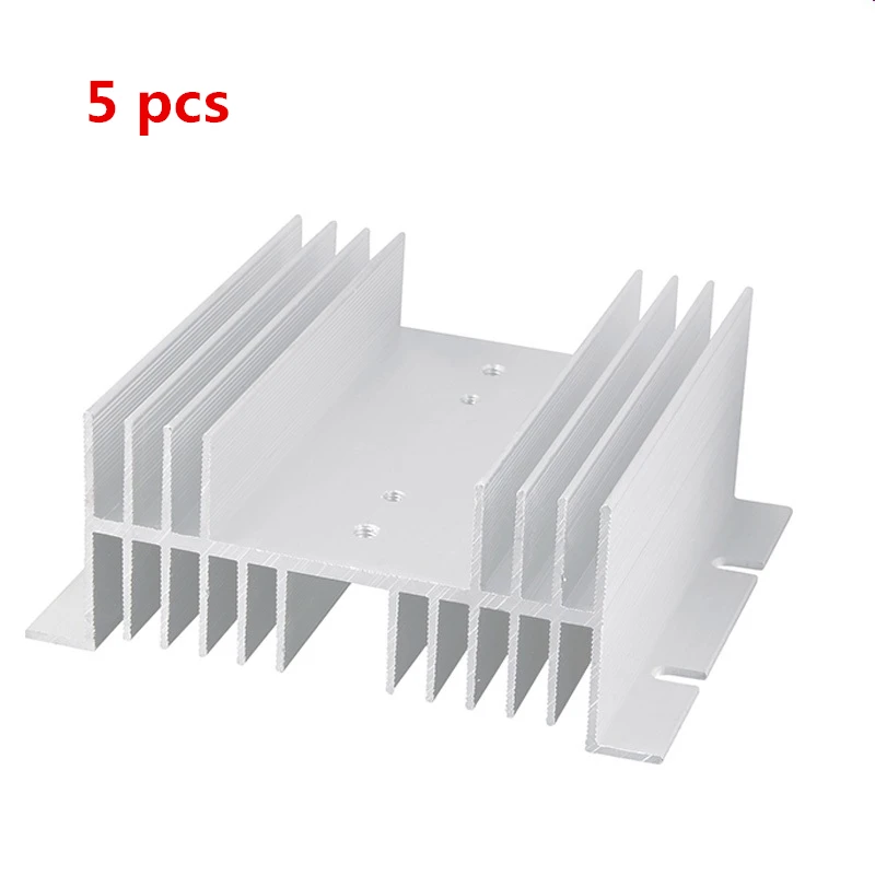 

5pcs SSR Aluminum Heat Sink 10A-60A Silver Tone Solid State Relay HeatSink Radiator for Single Phase 125 x 70 x 50mm