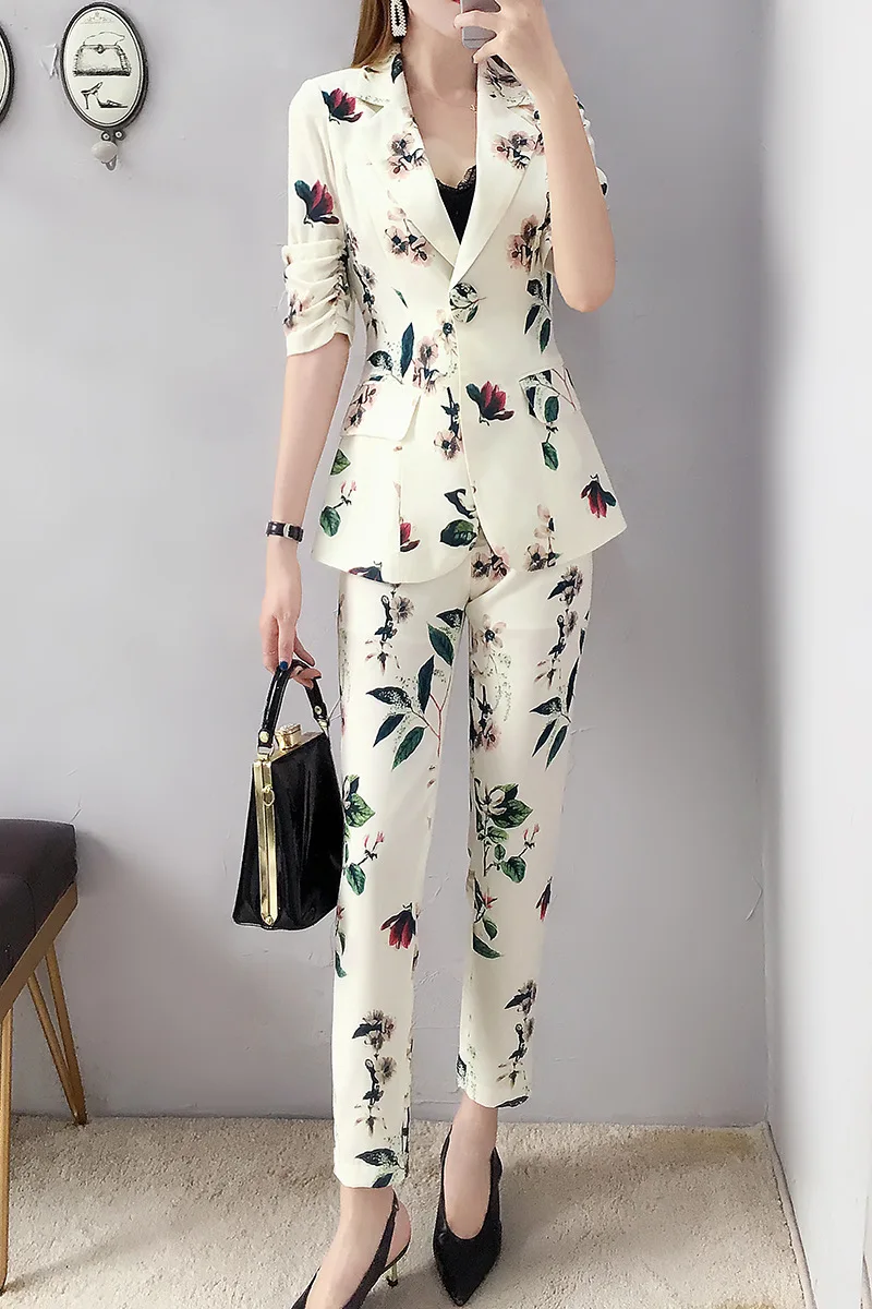 Women's suits 2019 summer new style thin section small suit suit female Korean version of the fashion pants two-piece