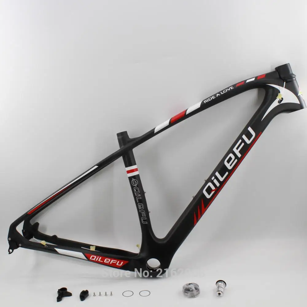 Excellent Newest QILEFU Mountain bike matte 3K full carbon fibre bicycle thru axle frame carbon MTB 27.5/29er*15.5/17.5/19 inch Free ship 1