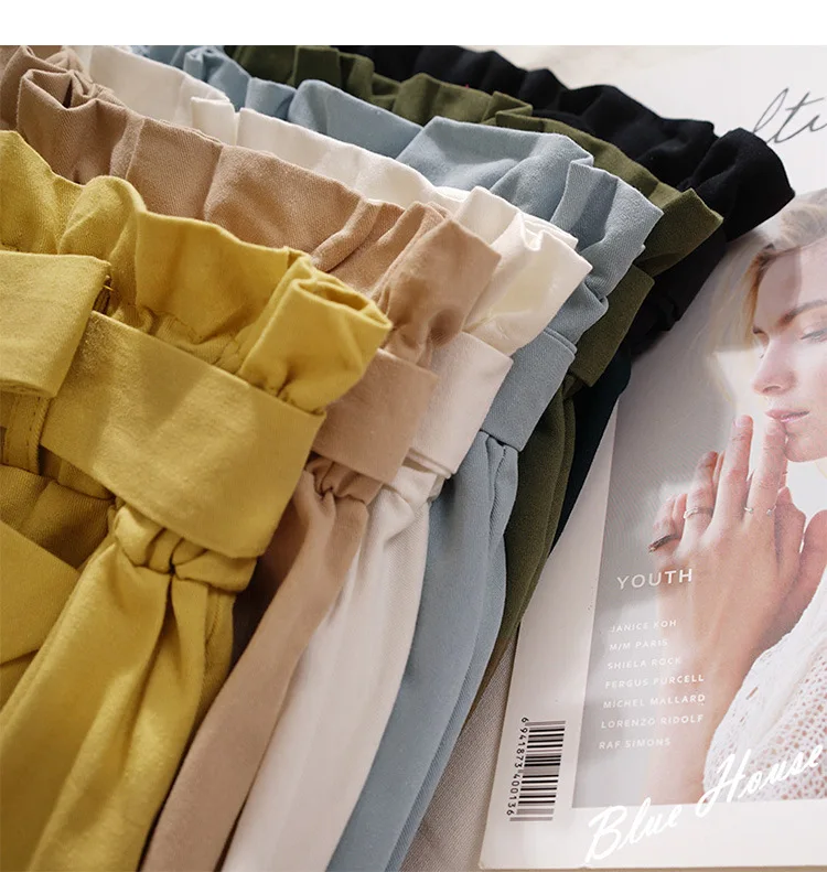 Летняя Корейская версия сплошного цвета с кнопками рубашка женская модная рубашка с оборками рубашка для девочек с высокой талией