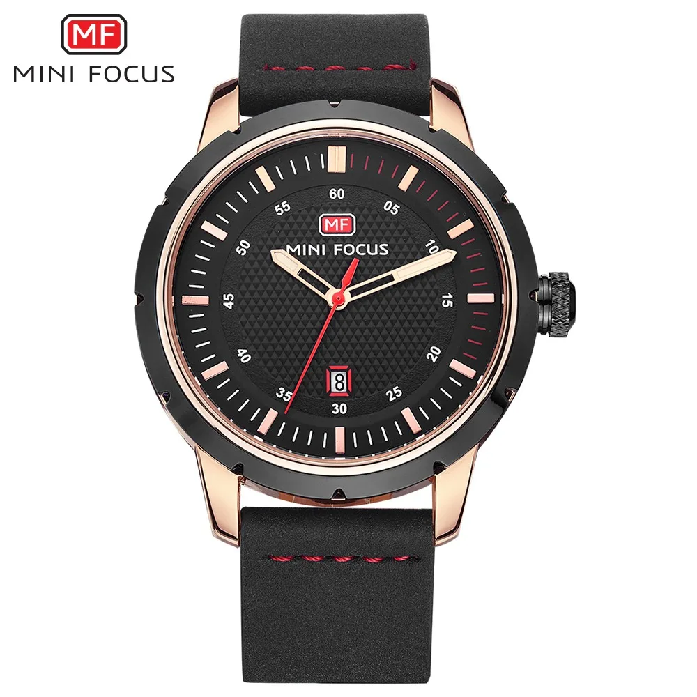 

MINIFOCUS Top Brand Luxury Men Watches Army Military Sport Date Wrist Watch Large Face Analog Quartz Casual Leather Clock Male