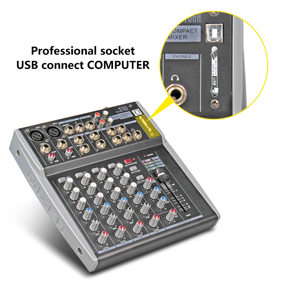 XTUGA MX8 8 канальный 3 полосный EQ аудио музыкальный микшер микшерная консоль с USB XLR