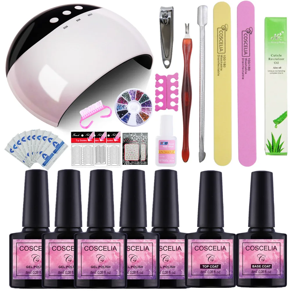 

Manicure Set Nail Gel Set with 24W UV Lamp Nails Cutter Pusher Stickers Nail Gel Polish Set Gel Nail Kit for Manicure Kit Decal