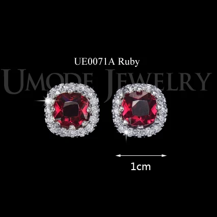 UMODE Four Color Crystal Options Summer Gift Party Cute Square Stone Post Stud Earrings For Women UE0071