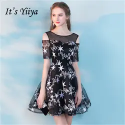 Это YiiYa черные коктейльные платья короткий рукав 2018 модные дизайнерские контраст Цвет печатает Сексуальные вечерние платье LX750