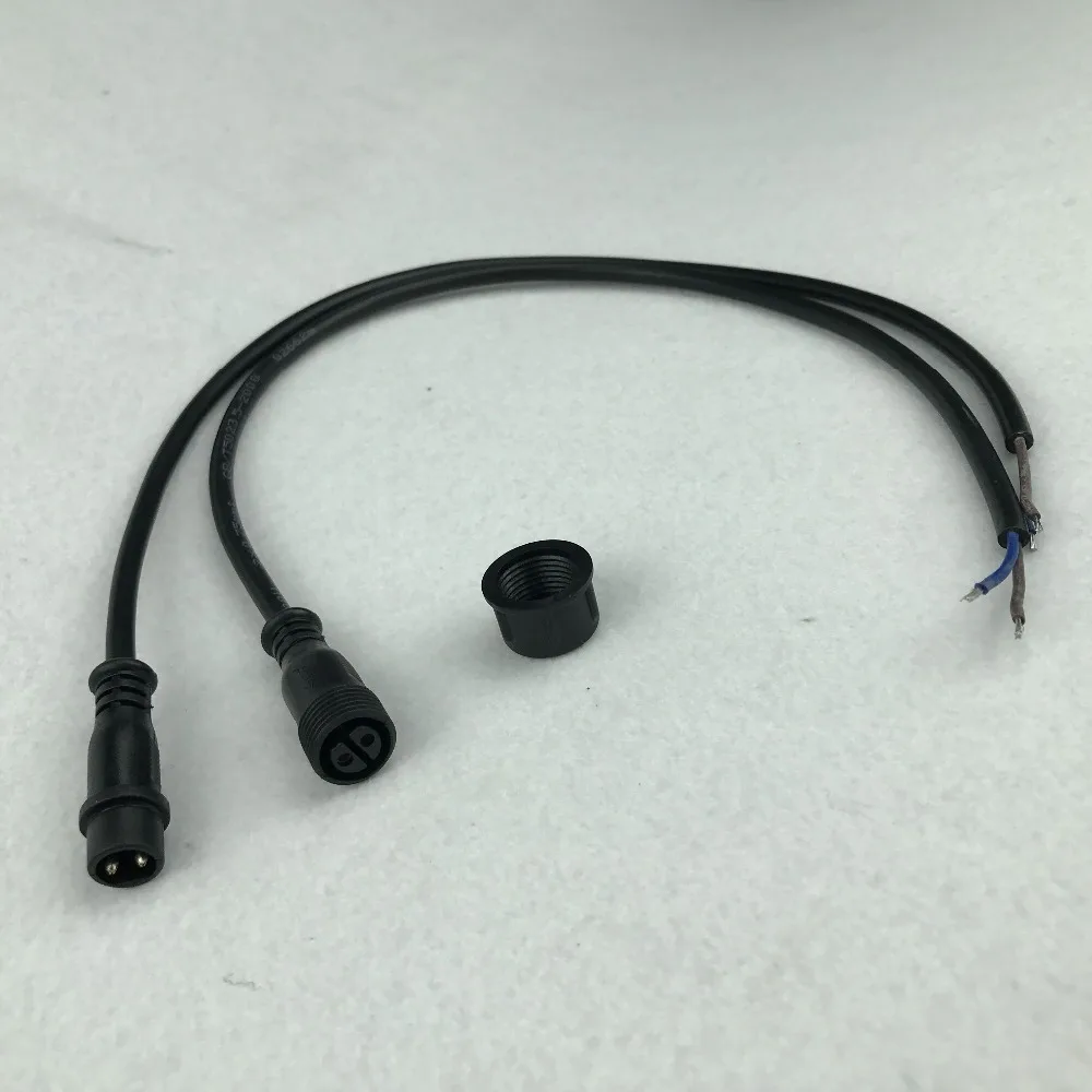 

10 pairs 2 Core BLACK Waterproof pigtail,50cm long each;male and female 13.5mm diameter