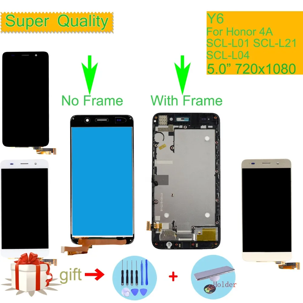 

ORIGINAL For Huawei Y6 SCL-L01 SCL-L21 SCL-L04 LCD Display Touch Screen Digitizer Assembly With Frame For Honor 4A LCD Complete