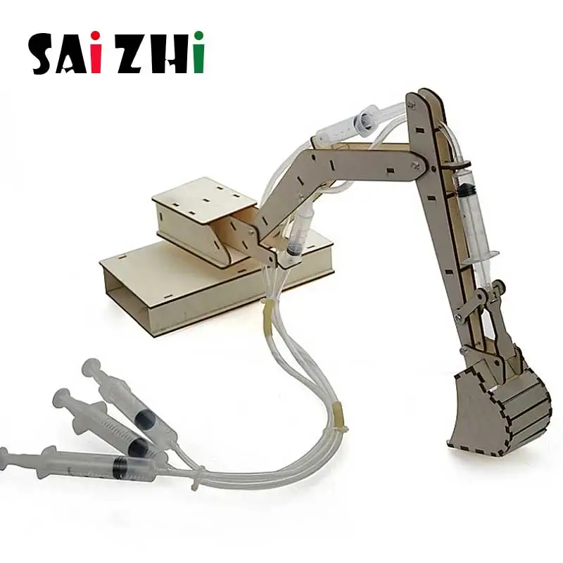 

Saizhi Homemade Piston Excavator DIY Manufacture Technology Kids Educational Building Block Science Experiment Kits Toys SZ3390