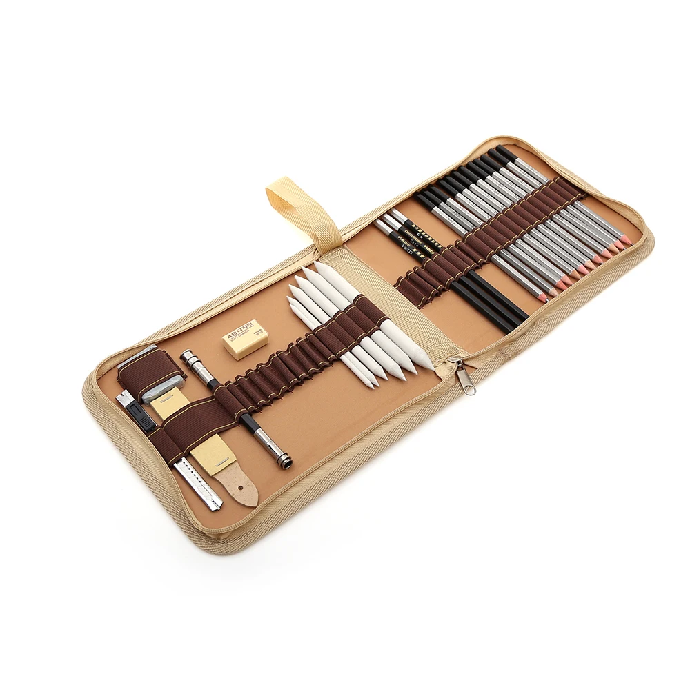 Kaufen 27 39 stücke Skizze Bleistift Set Professionelle Skizzieren Zeichnung Kit Holz Bleistift Bleistift Taschen Für Maler Schule Studenten Kunst Liefert