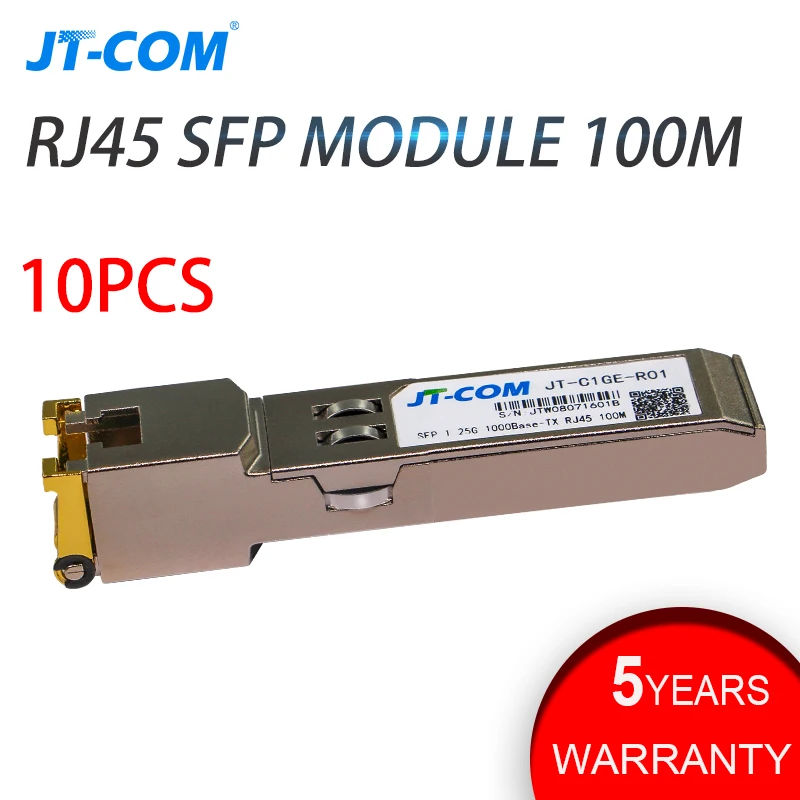 

10pcs/lot 1.25G RJ45 Copper SFP Transceiver Module 1000Base-T 1g Gigabit SFP-GE-T Fibra Optica FTTH Compatible with Cisco Switch