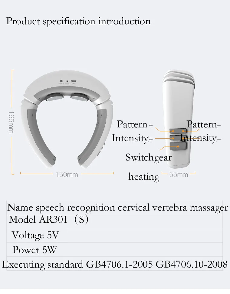Arwei распознавания речи Беспроводной массажер для шеи Массаж Шеи Терапии инструмент низкая частота импульсов иглоукалывание