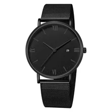 Reloj de pulsera de lujo de cuarzo ultrafino de ocio de acero inoxidable reloj de pulsera con correa de cuero relojes de hombre relogio masculino Cool montre homme