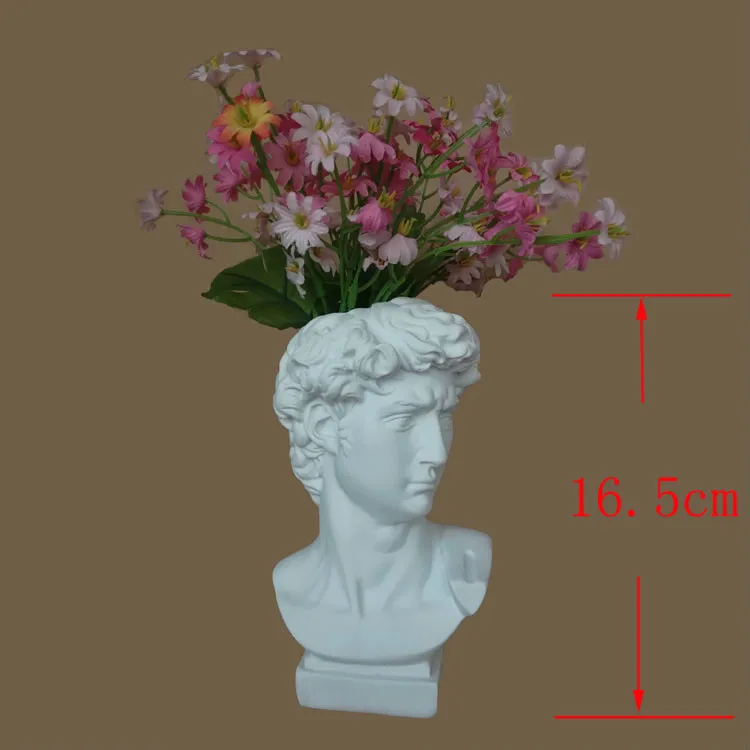 

Creative Resin Imitation plaster David Greek mythology portrait Head vase Flower arrangement accessories Home Decorations